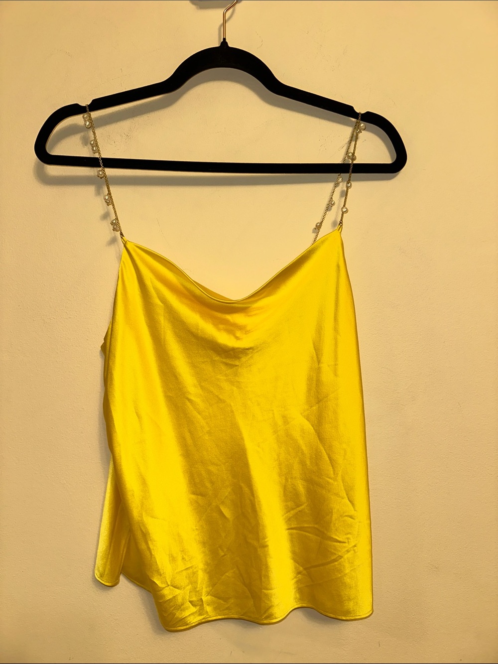Cami NYC Busy Tank Pearl Straps Yellow Small NWT